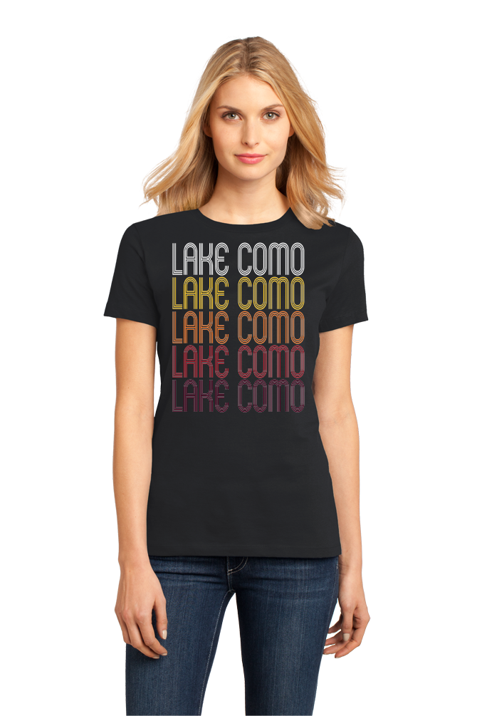 Ladies Black Lake Como, NJ | Retro, Vintage Style New Jersey Pride  T-shirt