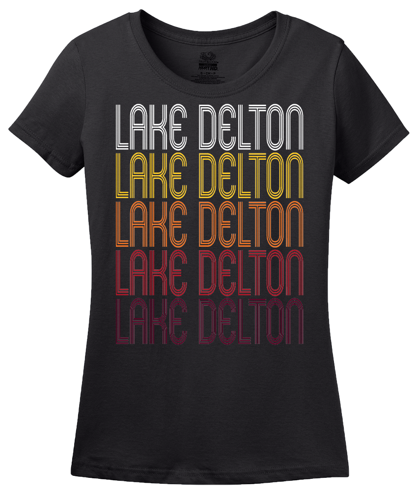 Ladies Black Lake Delton, WI | Retro, Vintage Style Wisconsin Pride  T-shirt
