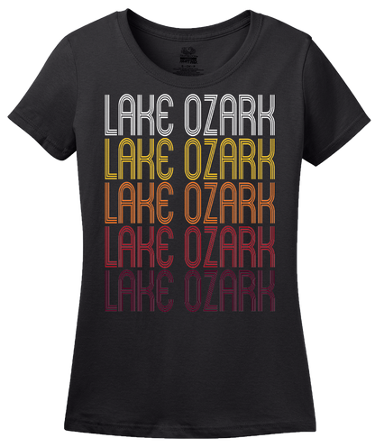 Ladies Black Lake Ozark, MO | Retro, Vintage Style Missouri Pride  T-shirt