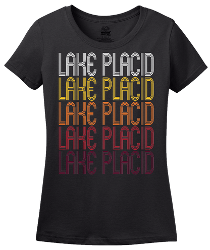 Ladies Black Lake Placid, NY | Retro, Vintage Style New York Pride  T-shirt
