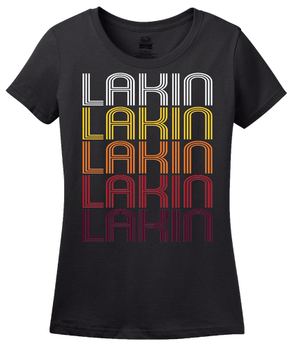 Ladies Black Lakin, KS | Retro, Vintage Style Kansas Pride  T-shirt