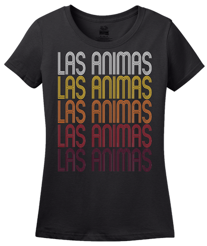 Ladies Black Las Animas, CO | Retro, Vintage Style Colorado Pride  T-shirt