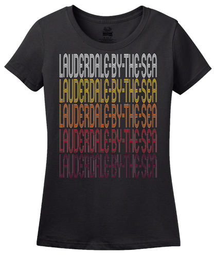 Ladies Black Lauderdale-By-The-Sea, FL | Retro, Vintage Style Florida Pride  T-shirt