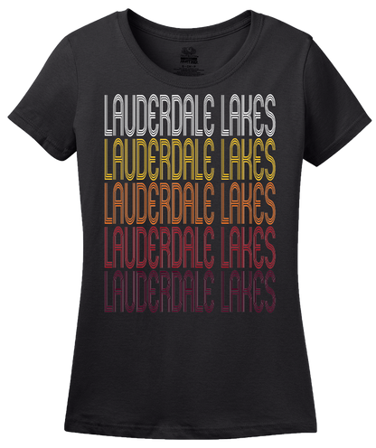 Ladies Black Lauderdale Lakes, FL | Retro, Vintage Style Florida Pride  T-shirt