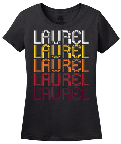 Ladies Black Laurel, MS | Retro, Vintage Style Mississippi Pride  T-shirt