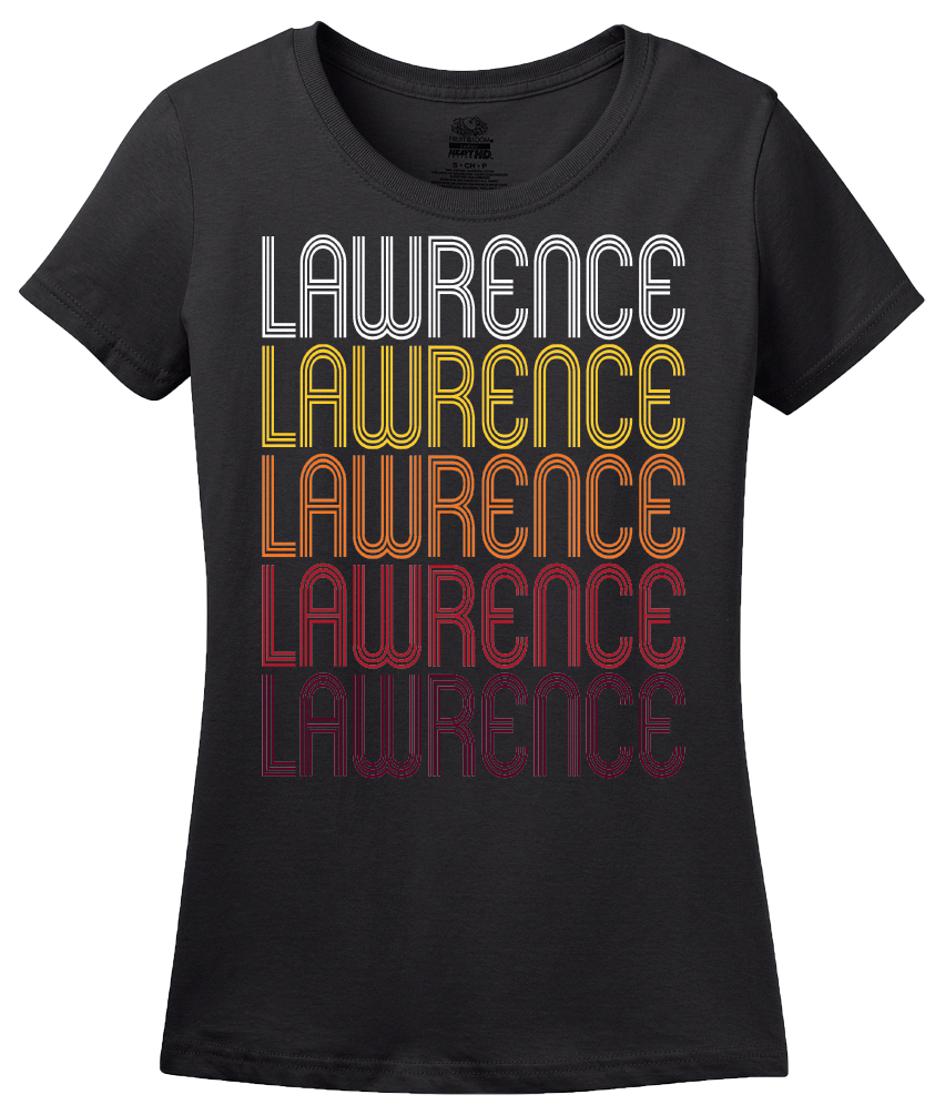 Ladies Black Lawrence, IN | Retro, Vintage Style Indiana Pride  T-shirt