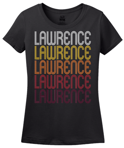Ladies Black Lawrence, IN | Retro, Vintage Style Indiana Pride  T-shirt