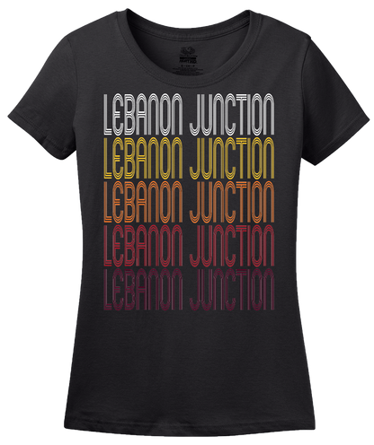 Ladies Black Lebanon Junction, KY | Retro, Vintage Style Kentucky Pride  T-shirt