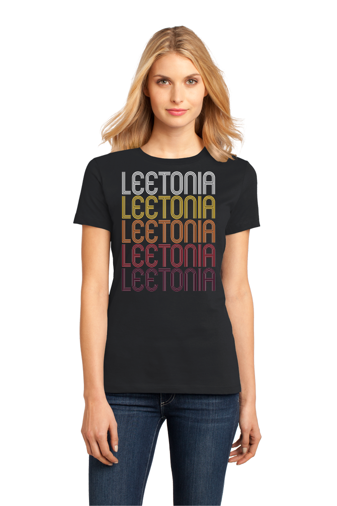 Ladies Black Leetonia, OH | Retro, Vintage Style Ohio Pride  T-shirt