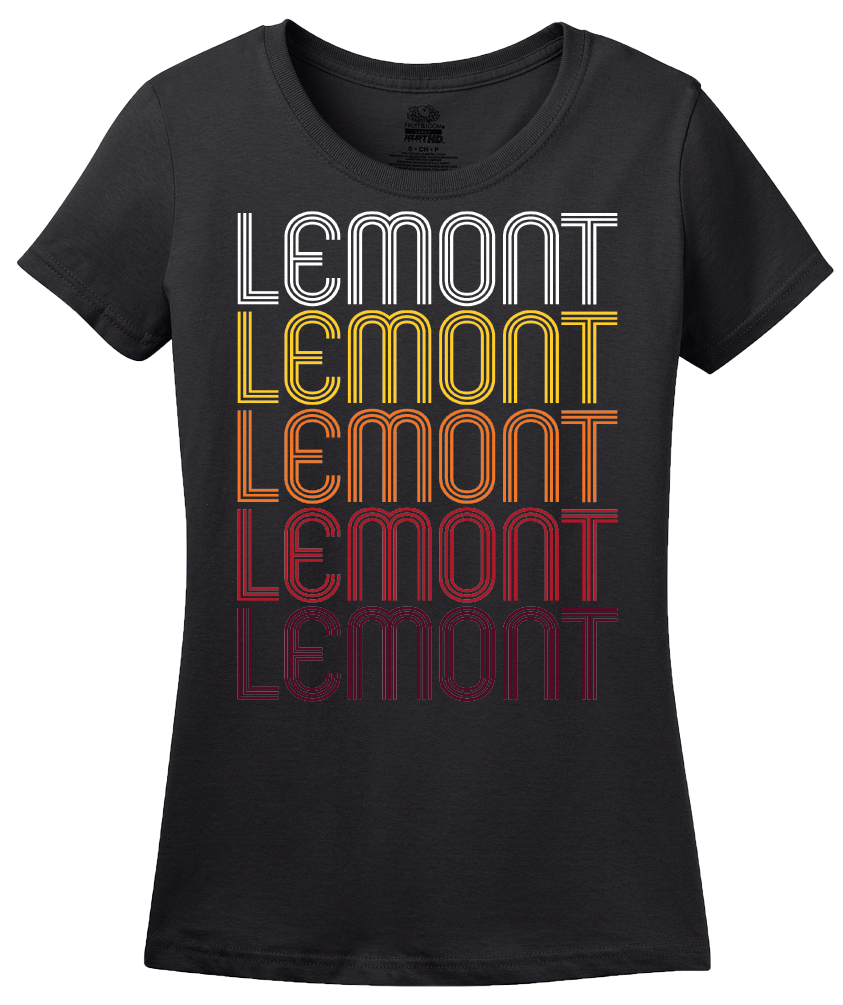 Ladies Black Lemont, IL | Retro, Vintage Style Illinois Pride  T-shirt