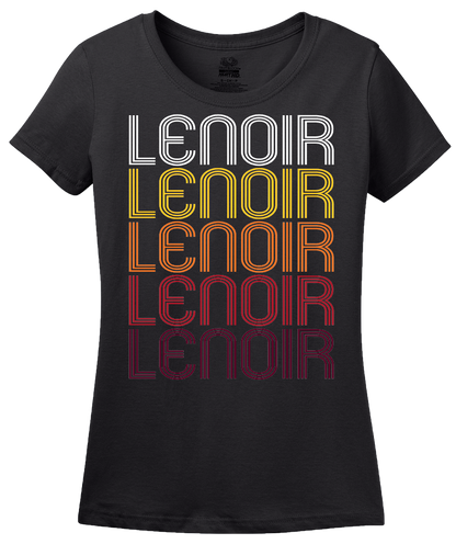 Ladies Black Lenoir, NC | Retro, Vintage Style North Carolina Pride  T-shirt