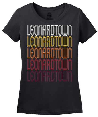 Ladies Black Leonardtown, MD | Retro, Vintage Style Maryland Pride  T-shirt