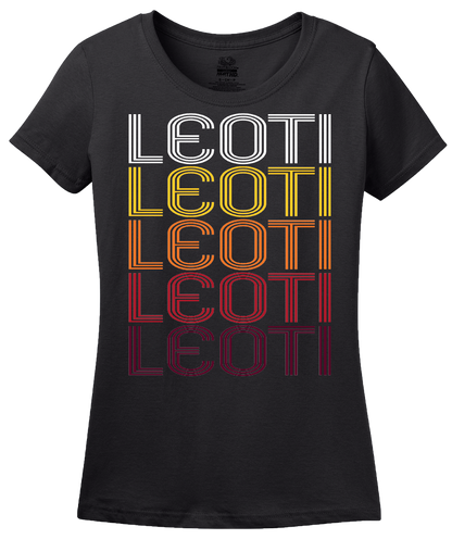 Ladies Black Leoti, KS | Retro, Vintage Style Kansas Pride  T-shirt