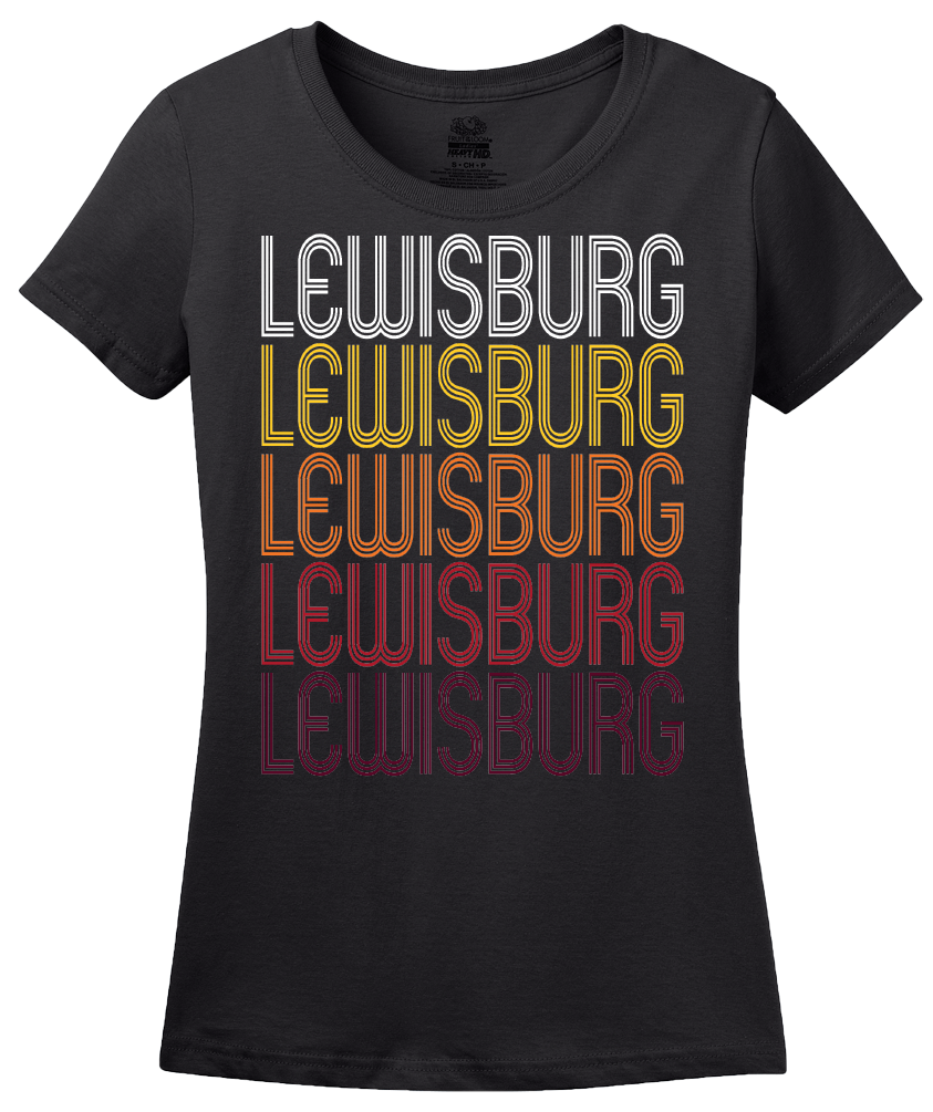 Ladies Black Lewisburg, WV | Retro, Vintage Style West Virginia Pride  T-shirt