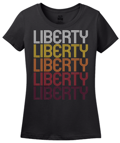 Ladies Black Liberty, TX | Retro, Vintage Style Texas Pride  T-shirt