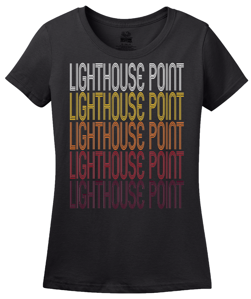 Ladies Black Lighthouse Point, FL | Retro, Vintage Style Florida Pride  T-shirt