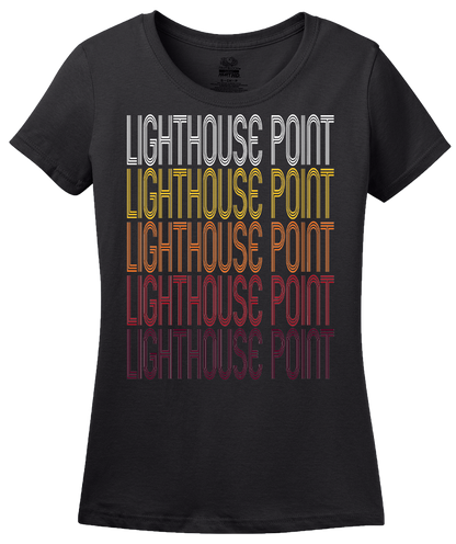 Ladies Black Lighthouse Point, FL | Retro, Vintage Style Florida Pride  T-shirt
