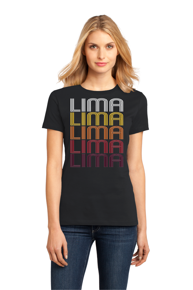 Ladies Black Lima, NY | Retro, Vintage Style New York Pride  T-shirt