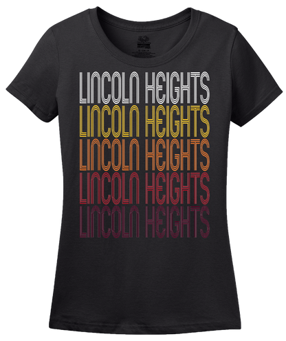 Ladies Black Lincoln Heights, OH | Retro, Vintage Style Ohio Pride  T-shirt