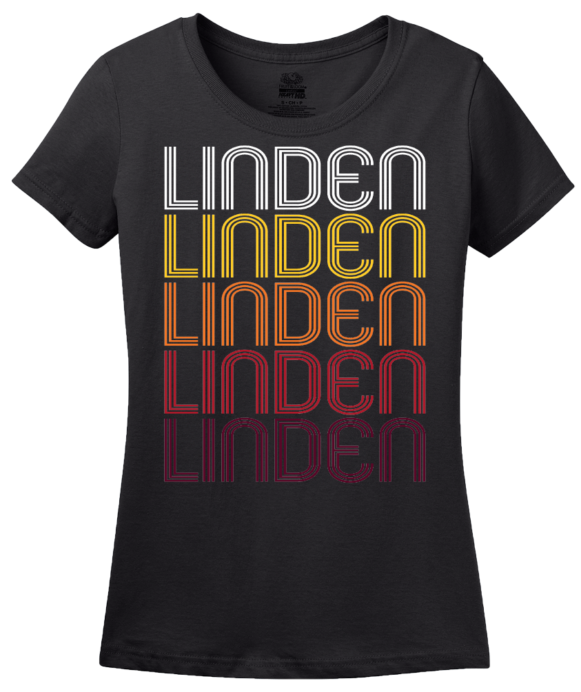 Ladies Black Linden, MI | Retro, Vintage Style Michigan Pride  T-shirt