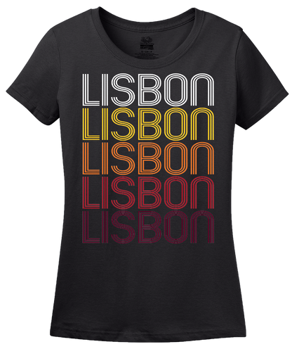 Ladies Black Lisbon, OH | Retro, Vintage Style Ohio Pride  T-shirt