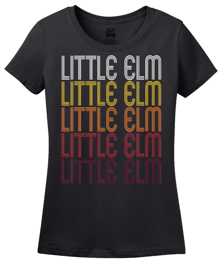 Ladies Black Little Elm, TX | Retro, Vintage Style Texas Pride  T-shirt
