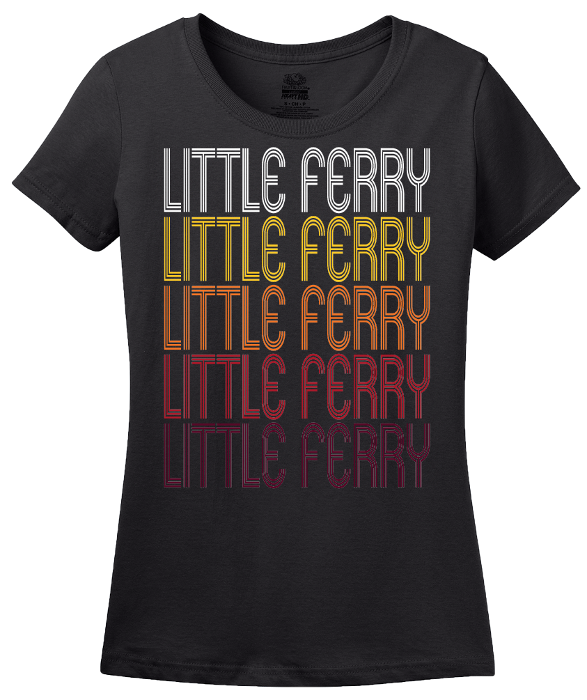 Ladies Black Little Ferry, NJ | Retro, Vintage Style New Jersey Pride  T-shirt