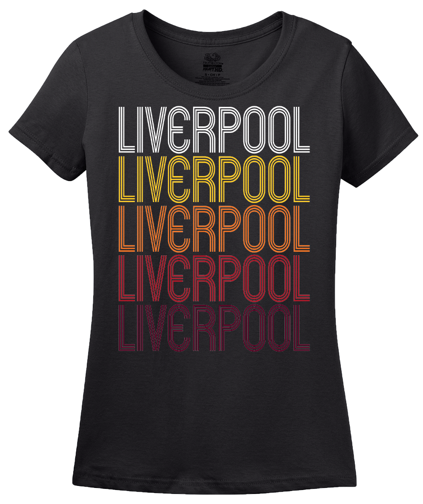 Ladies Black Liverpool, NY | Retro, Vintage Style New York Pride  T-shirt