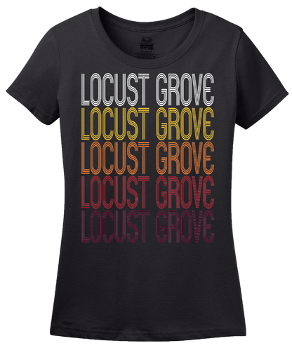 Ladies Black Locust Grove, OK | Retro, Vintage Style Oklahoma Pride  T-shirt