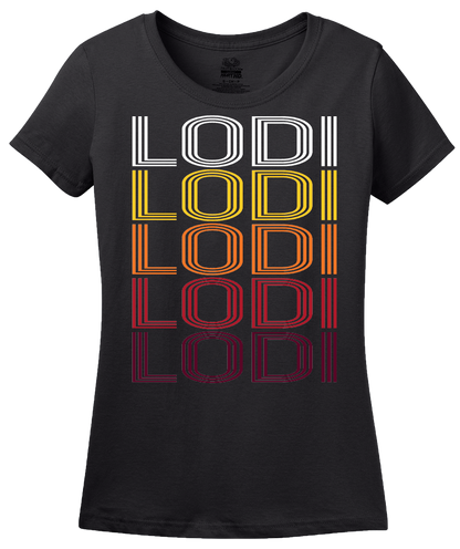 Ladies Black Lodi, OH | Retro, Vintage Style Ohio Pride  T-shirt