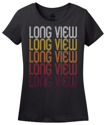 Ladies Black Long View, NC | Retro, Vintage Style North Carolina Pride  T-shirt