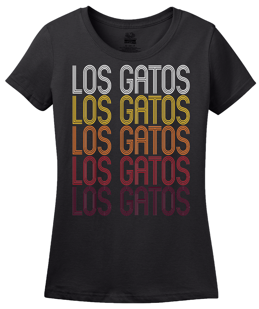 Ladies Black Los Gatos, CA | Retro, Vintage Style California Pride  T-shirt