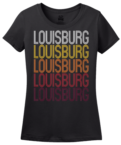 Ladies Black Louisburg, NC | Retro, Vintage Style North Carolina Pride  T-shirt