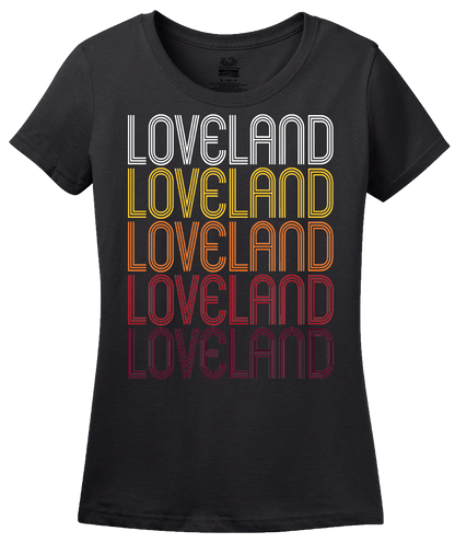 Ladies Black Loveland, OH | Retro, Vintage Style Ohio Pride  T-shirt