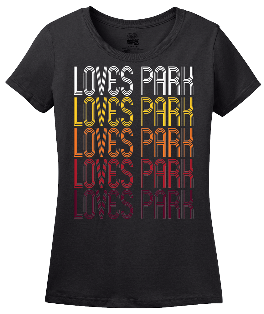 Ladies Black Loves Park, IL | Retro, Vintage Style Illinois Pride  T-shirt