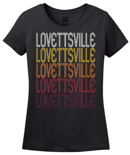 Ladies Black Lovettsville, VA | Retro, Vintage Style Virginia Pride  T-shirt