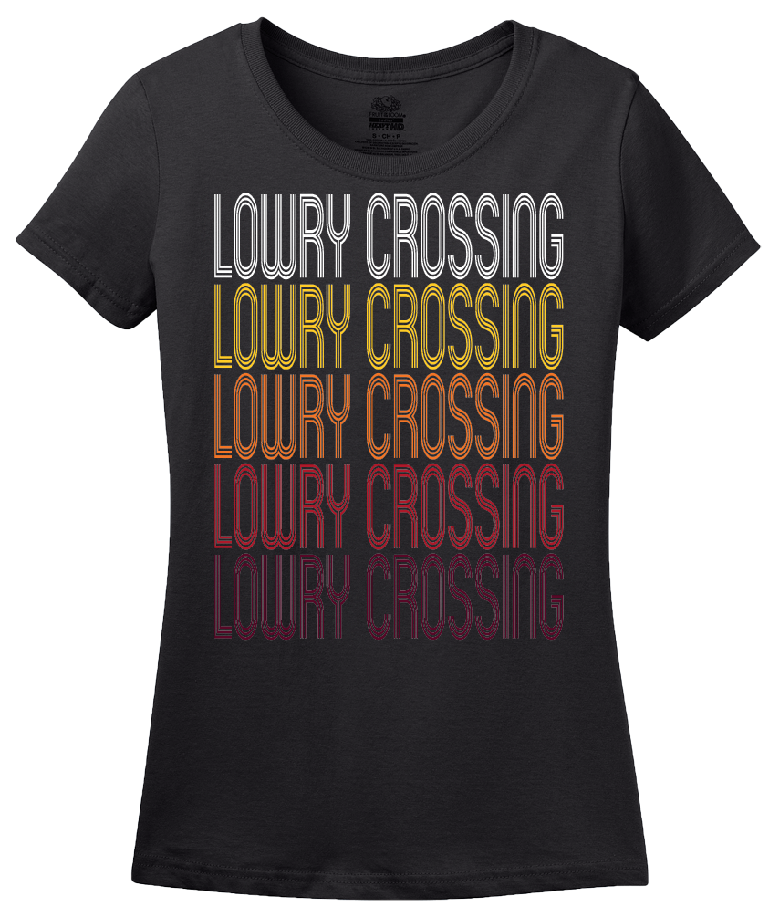 Ladies Black Lowry Crossing, TX | Retro, Vintage Style Texas Pride  T-shirt