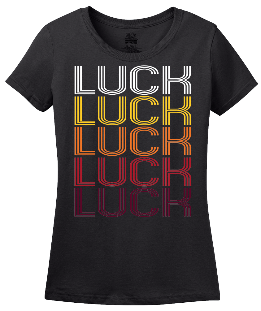 Ladies Black Luck, WI | Retro, Vintage Style Wisconsin Pride  T-shirt