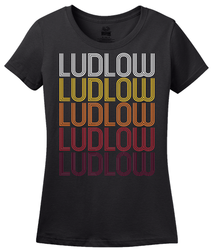 Ladies Black Ludlow, KY | Retro, Vintage Style Kentucky Pride  T-shirt