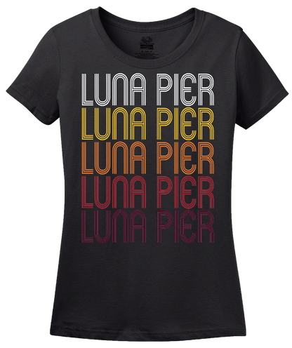 Ladies Black Luna Pier, MI | Retro, Vintage Style Michigan Pride  T-shirt