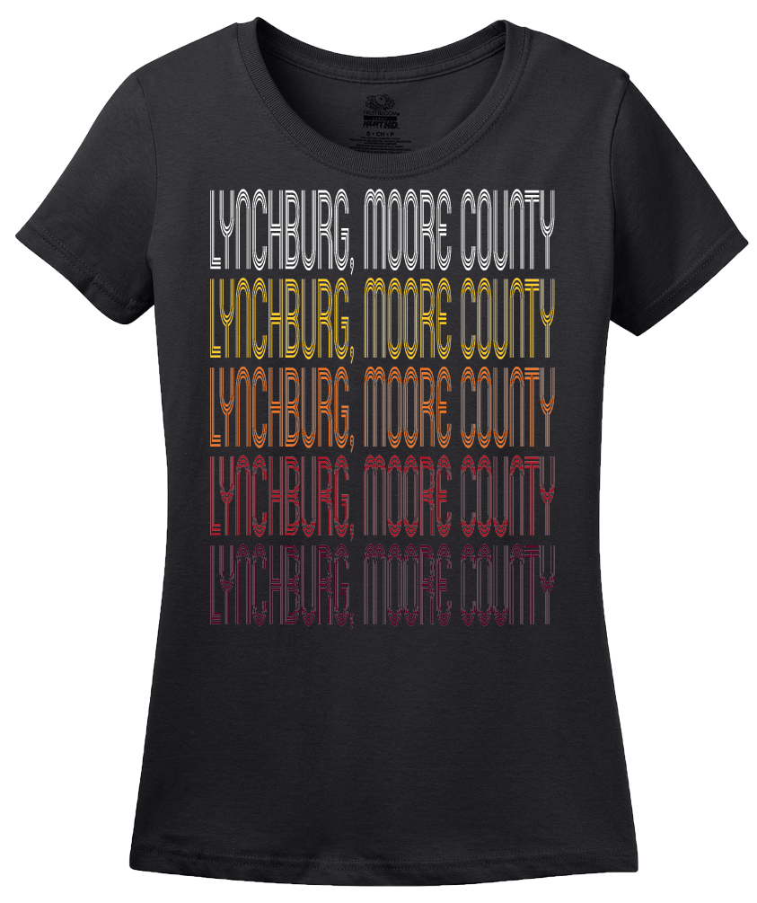 Ladies Black Lynchburg, Moore County, TN | Retro, Vintage Style Tennessee Pride  T-shirt