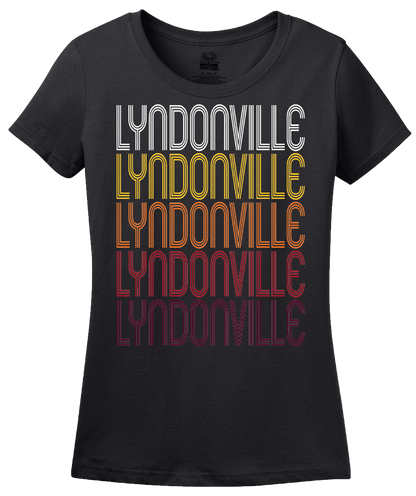 Ladies Black Lyndonville, VT | Retro, Vintage Style Vermont Pride  T-shirt