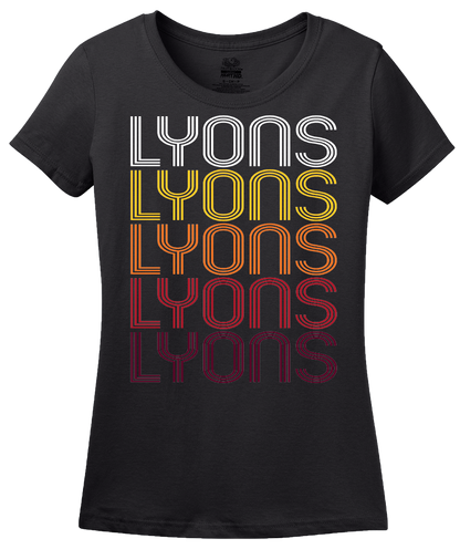 Ladies Black Lyons, KS | Retro, Vintage Style Kansas Pride  T-shirt
