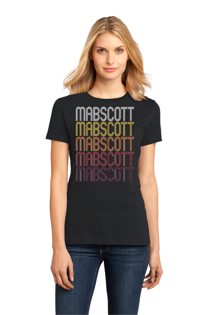 Ladies Black Mabscott, WV | Retro, Vintage Style West Virginia Pride  T-shirt
