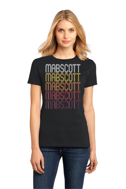 Ladies Black Mabscott, WV | Retro, Vintage Style West Virginia Pride  T-shirt