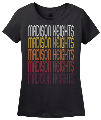 Ladies Black Madison Heights, MI | Retro, Vintage Style Michigan Pride  T-shirt