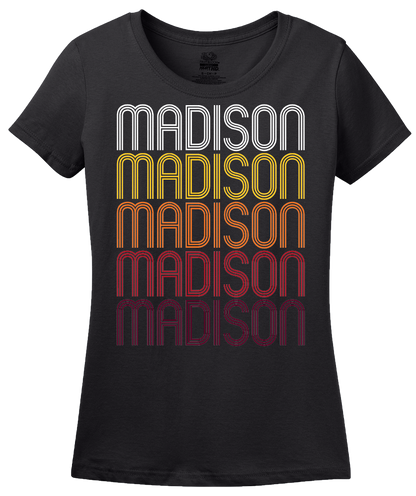Ladies Black Madison, WV | Retro, Vintage Style West Virginia Pride  T-shirt