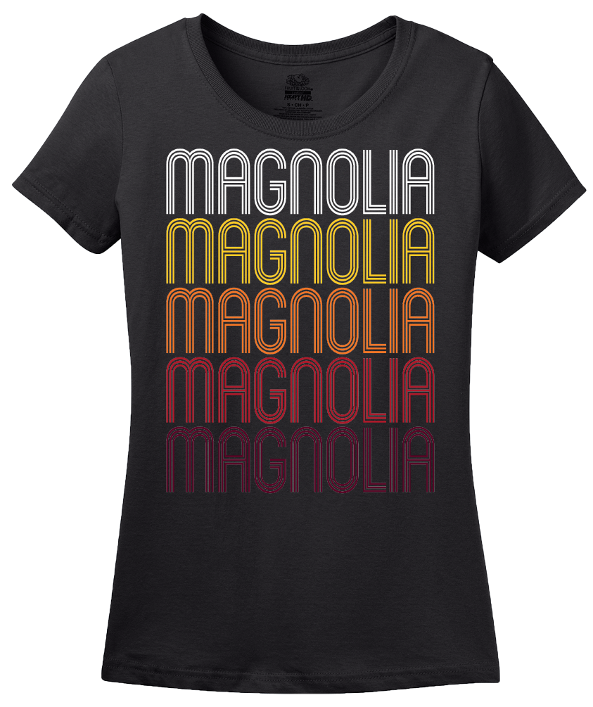 Ladies Black Magnolia, MS | Retro, Vintage Style Mississippi Pride  T-shirt