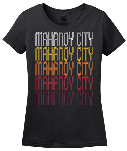 Ladies Black Mahanoy City, PA | Retro, Vintage Style Pennsylvania Pride  T-shirt