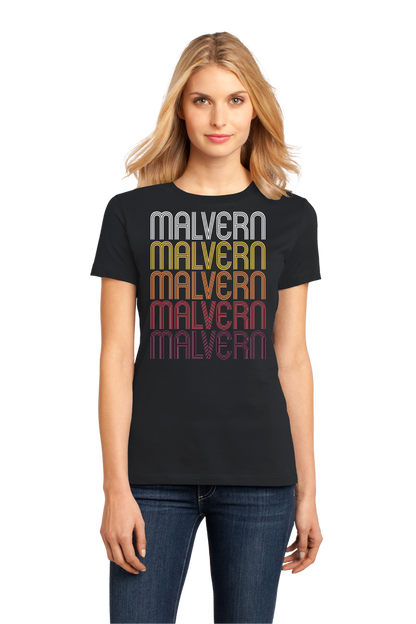 Ladies Black Malvern, AR | Retro, Vintage Style Arkansas Pride  T-shirt